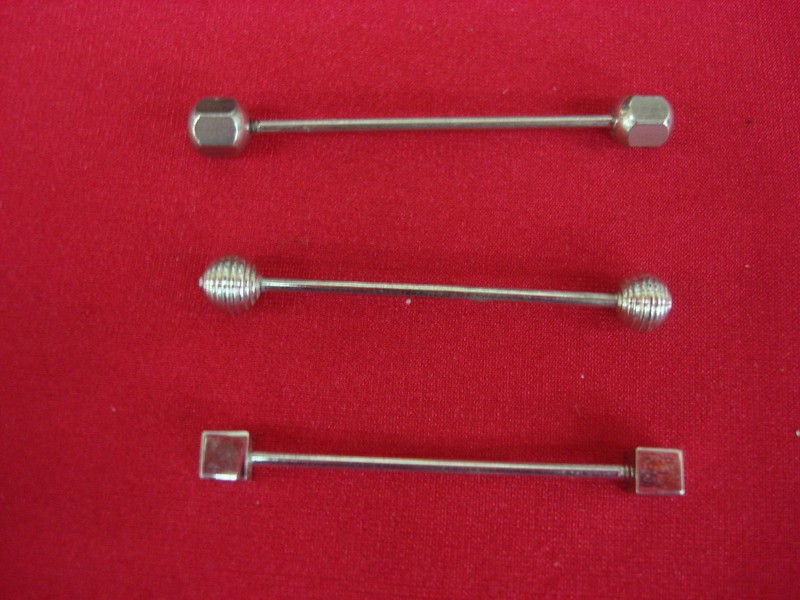 Vintage silver-tone shirt collar bars (set of 3)