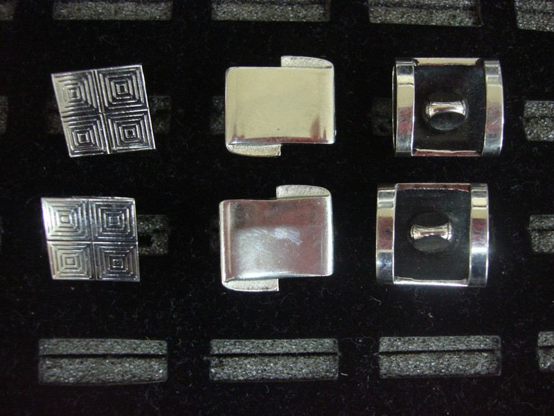 Vintage silver tone cufflinks, set of 3 unique pairs