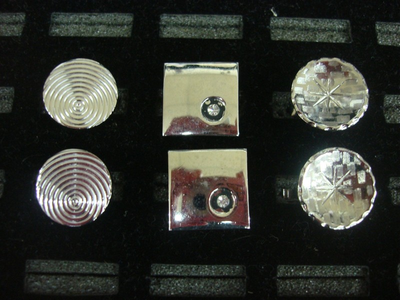 Vintage Silver Tone Cufflinks - 3 Unique Pairs