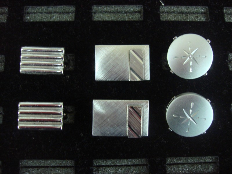 Vintage silver-tone cufflinks - three unique pairs #288