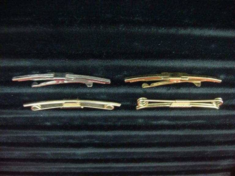 Vintage Gold & Silver Tone Collar Stays (4-Piece Lot) - Unique Bar Design