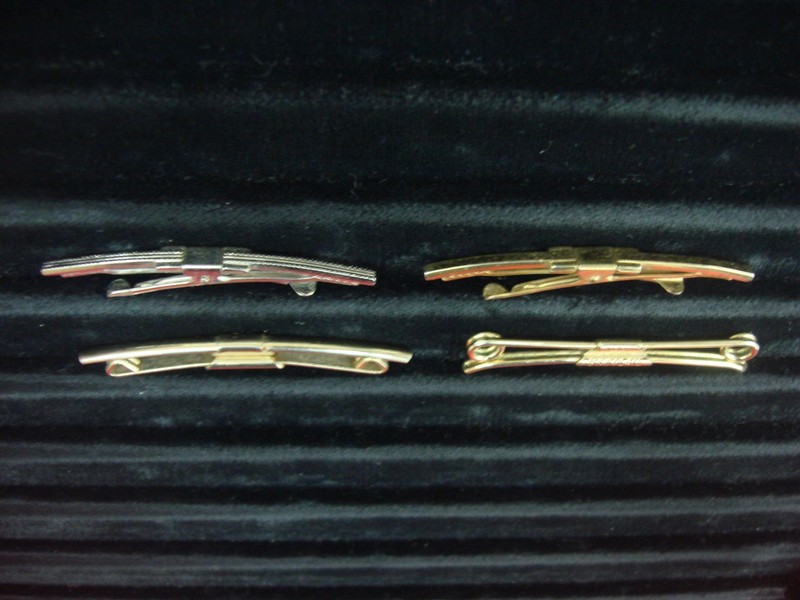 Vintage Gold & Silver Tone Collar Stays (4-Piece Lot) - Unique Bar Design