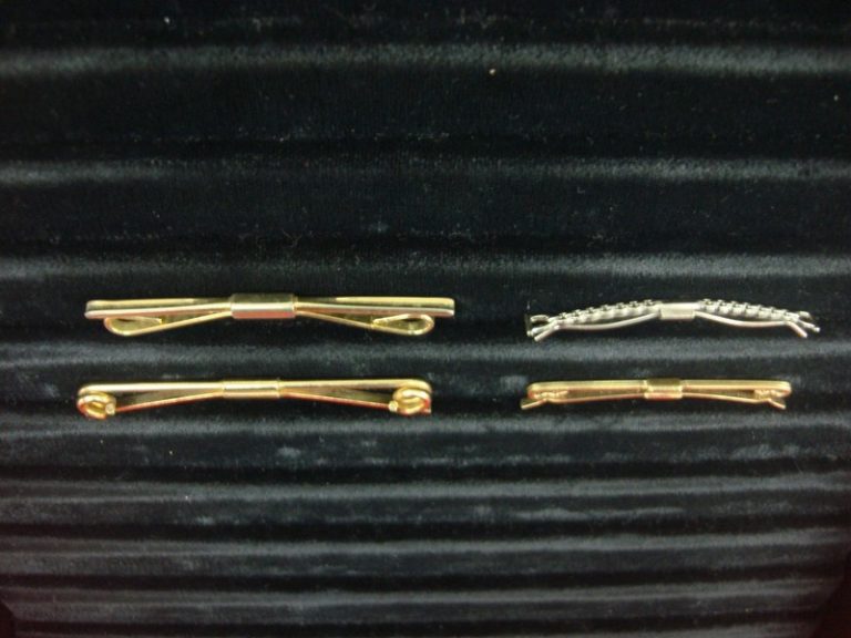 Vintage gold and silver tone collar bar stays (5-piece lot)