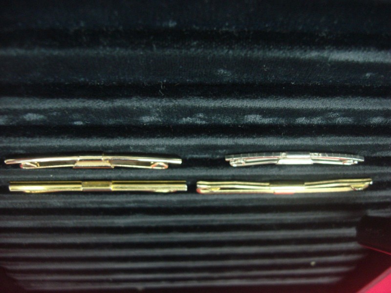 Vintage gold and silver tone collar bar stays (5-piece set)