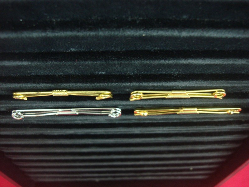 Vintage gold and silver tone collar bar stays, 5 piece set