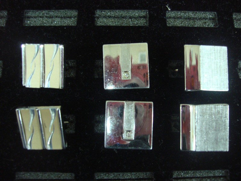 Vintage silver tone cufflinks, set of three pairs