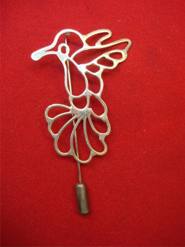 Vintage Sterling Silver Hummingbird Stick Pin