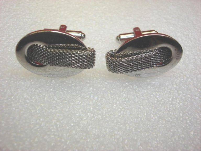 Vintage silver metal cufflinks, classic design, men's 1 inch
