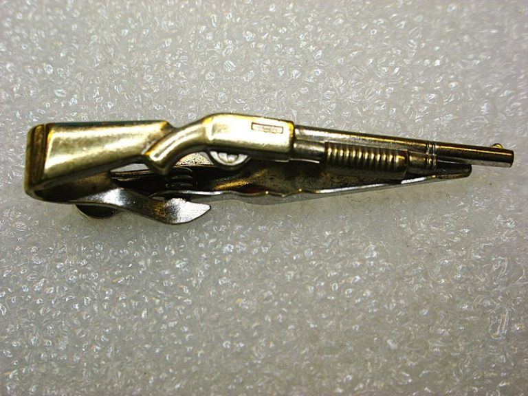 Vintage Swank Pump Shotgun Tie Clip - Silver/Gold Tone, Pre-Owned