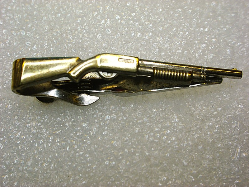 Vintage Swank Pump Shotgun Tie Clip - Silver/Gold Tone, Pre-Owned