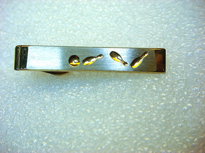Vintage Swank gold-tone bowling lapel tie clip