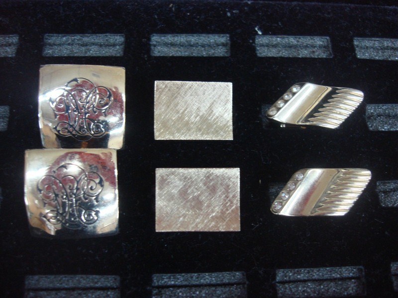 Vintage gold-tone cufflinks in three unique designs
