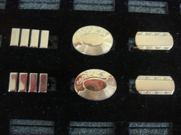 Vintage gold-tone cufflinks, three unique pairs