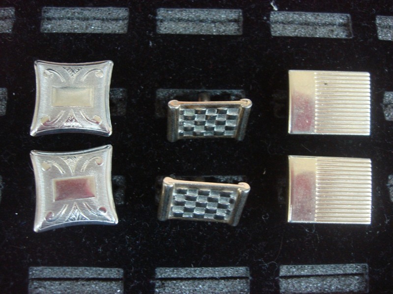 Vintage gold-tone cufflinks, three unique pairs