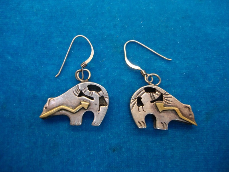 Vintage Navajo Sterling Silver Bear Earrings