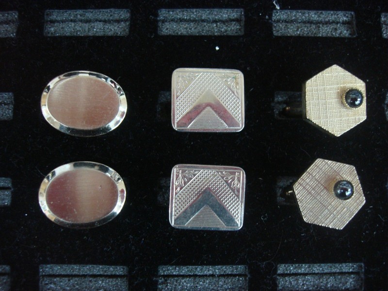 Vintage gold-tone cufflinks, three unique pairs