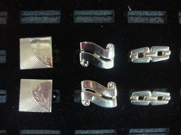 Vintage gold tone cufflinks set of three, unique and elegant