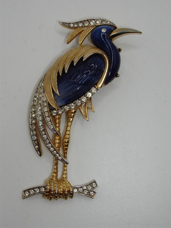 Vintage Hattie Carnegie heron brooch