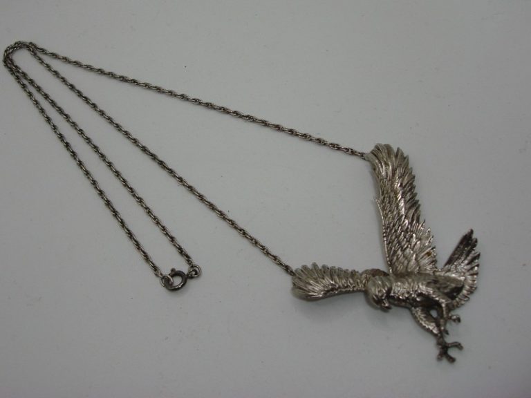 Vintage JC Ferrara Sterling Silver Eagle Pendant Necklace | 925 Hallmark