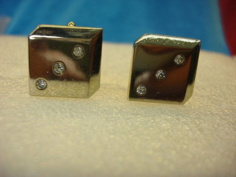 Vintage Swank gold-tone cufflinks with simulated diamonds