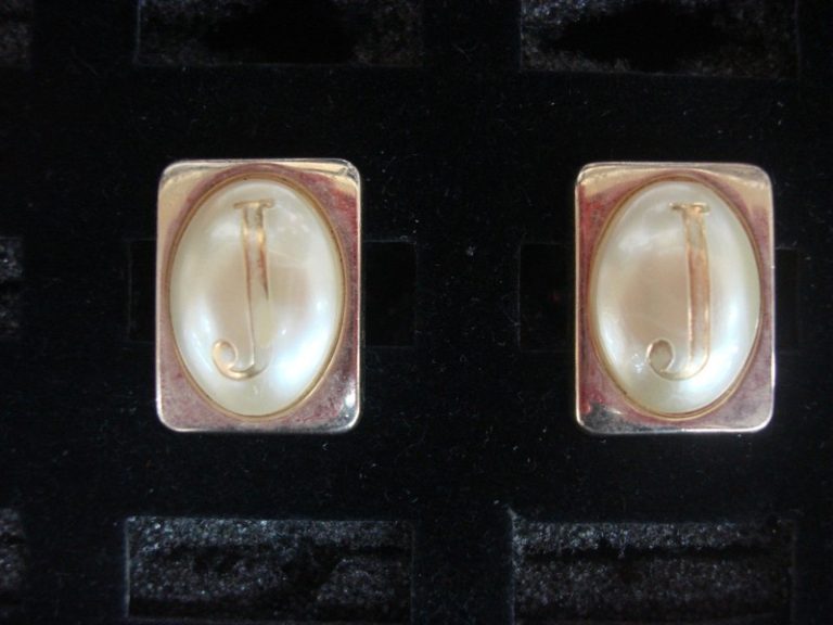 Vintage Swank Gold Tone Cufflinks - Unique Letter 'J' Design