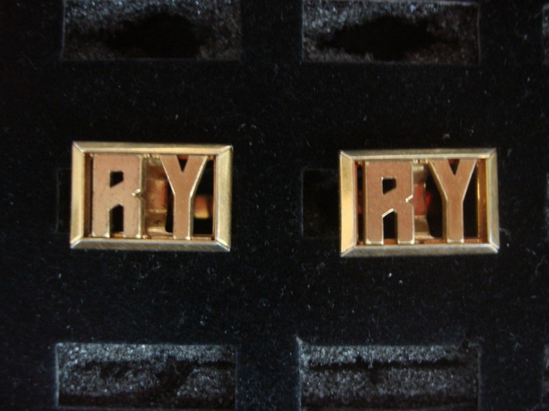 Vintage Swank gold-tone cufflinks with 'RY' initials