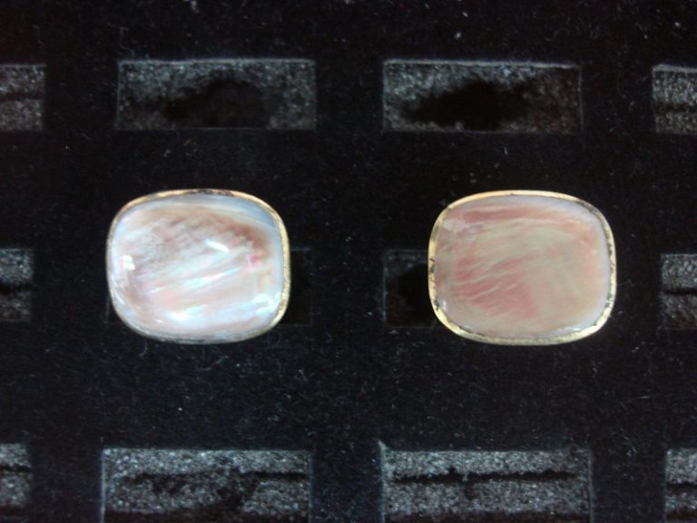 Vintage gold-tone cufflinks with mother of pearl inlay