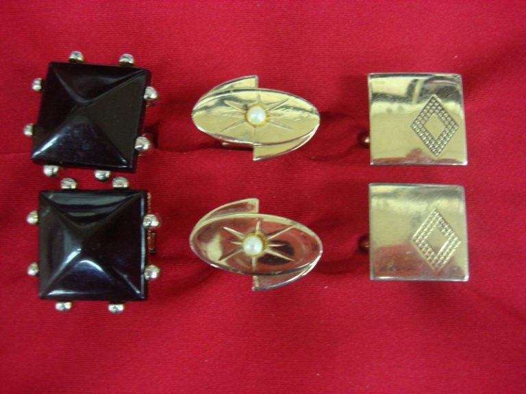 Vintage gold-tone cufflinks, set of 3 unique pairs