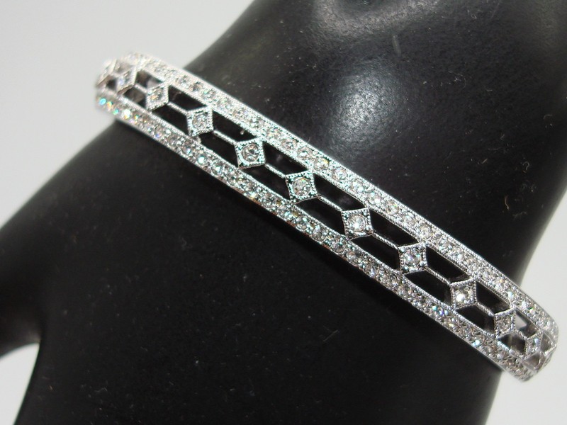 Nadri Swarovski crystal hinged bangle bracelet, estate find, new old stock