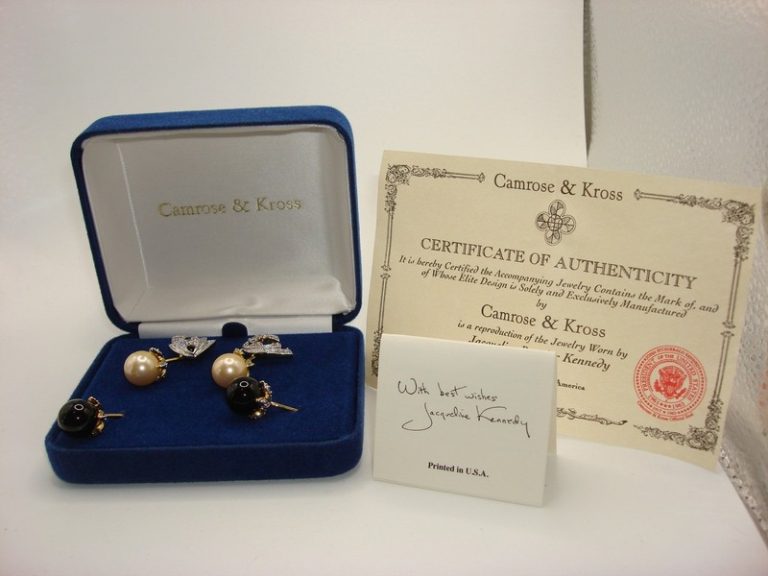 Vintage Camrose & Kross Jacqueline Kennedy pearl earrings in original box