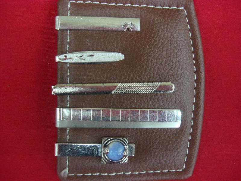 Vintage silver tone tie clips (5-piece lot)