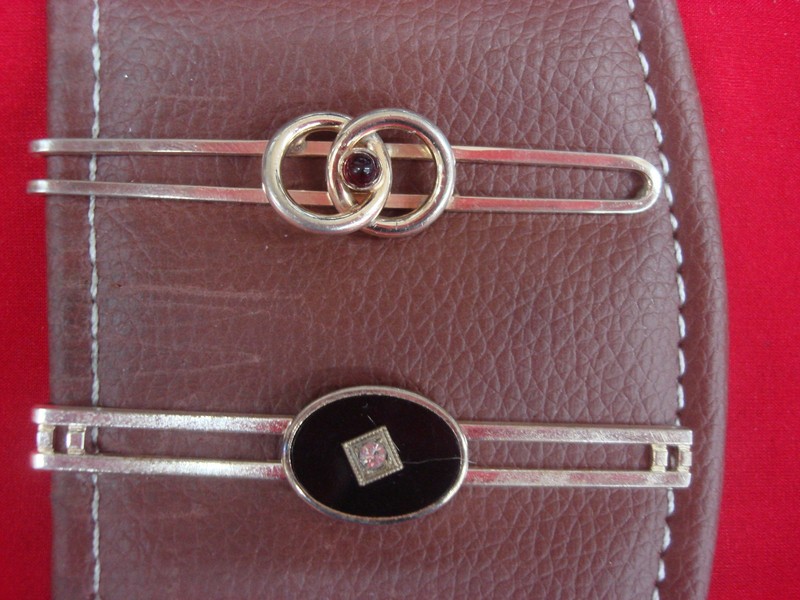 Vintage gold-tone tie clip set of 2