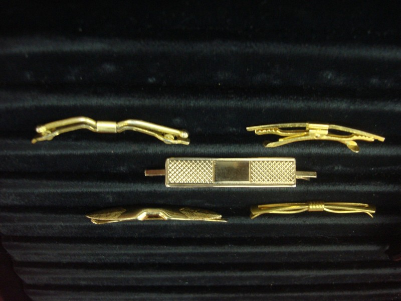Vintage gold tone collar bar stays (5-piece lot)