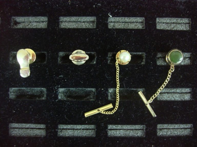 Vintage gold tone tie tacks, set of four