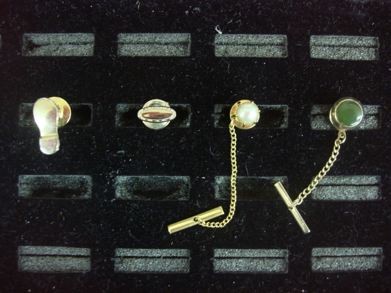 Vintage gold tone tie tacks, set of four