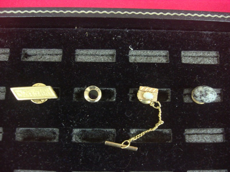 Vintage gold-tone tie tacks or lapel pins, lot of 4