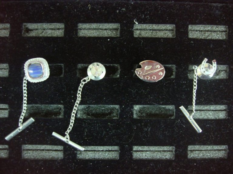 Vintage silver tone tie tack lot of four
