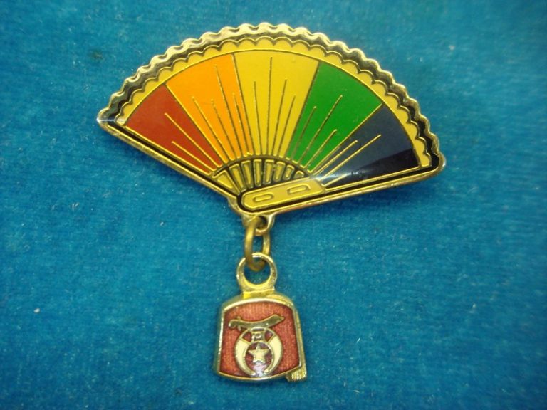 Vintage Shriners pin with multi-color fan