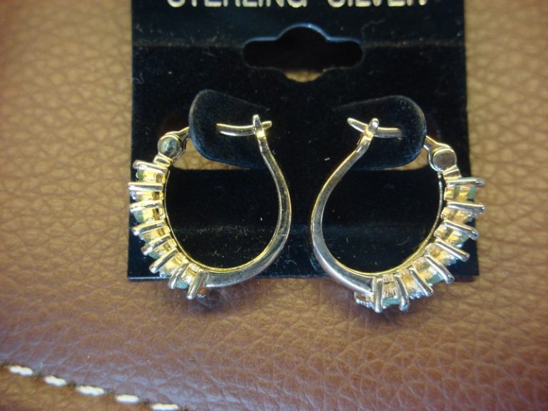 Jadeite and diamond sterling silver gold vermeil hoop earrings