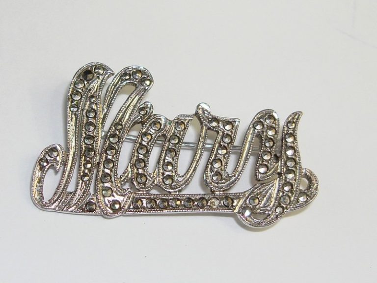 Vintage Sterling Silver Marcasite 'Mary' Name Pin