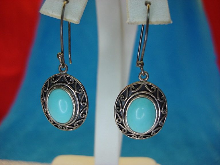 Sterling Silver Turquoise Dangle Earrings - Southwest Style