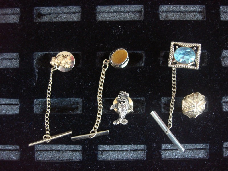 Vintage gold tone tie tack set of 5