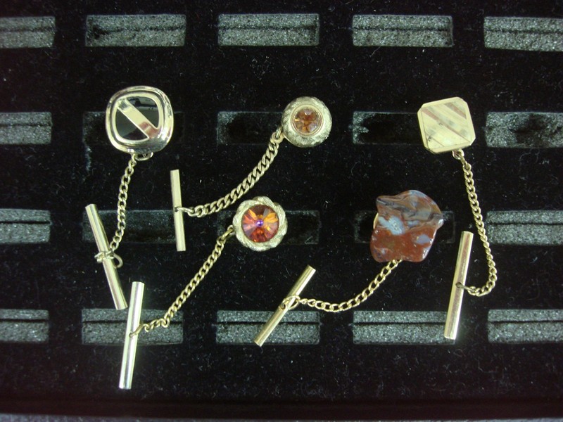 Vintage gold-tone tie tack set (5-piece lot)