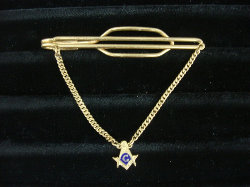 Vintage Masonic tie bar chain in 12K gold filled