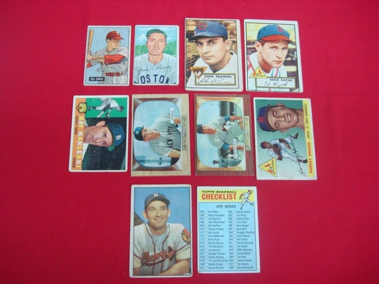 Vintage baseball card lot featuring cards from the 1951 Bowman and 1966 Topps series.