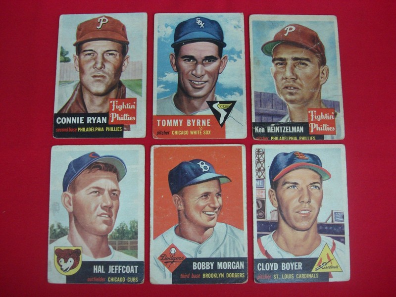 Vintage 1953 Topps Baseball Card Lot of 6