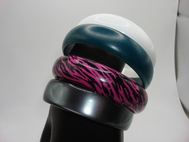 Set of four vintage Lucite bangle bracelets from the 1980s