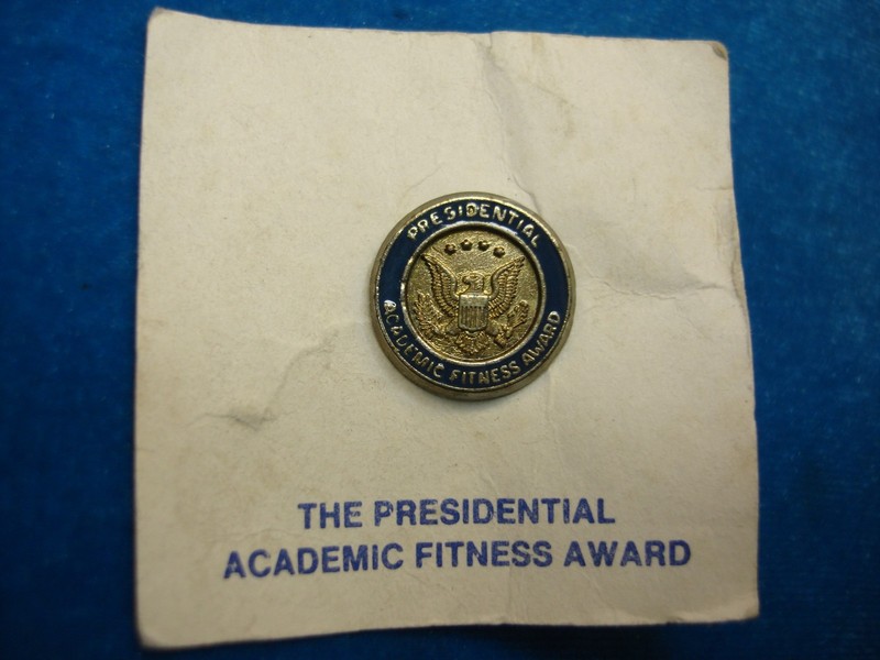 Vintage Presidential Academic Fitness Award Pin with Original Presentation Card