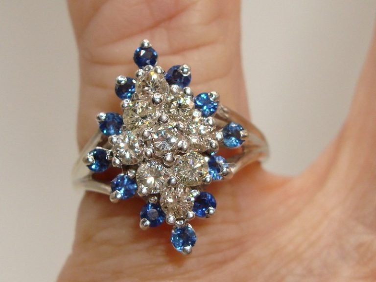 Vintage 14K gold sapphire and diamond ring, size 7