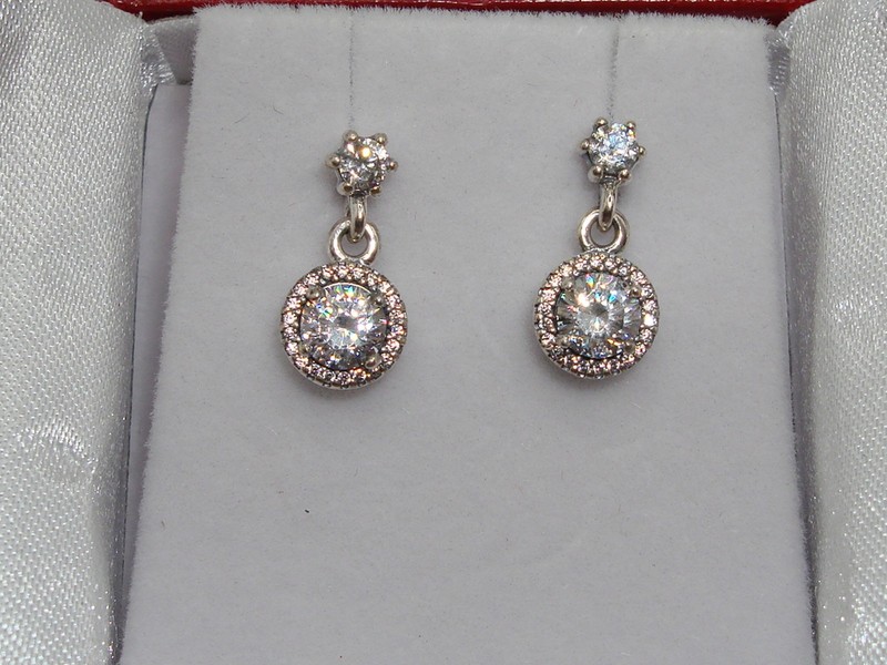 Pandora Sterling Silver Sparkling CZ Dangle Earrings